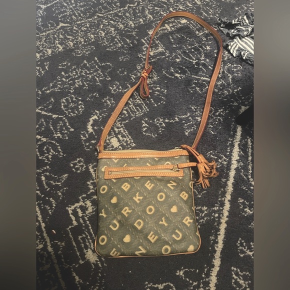 Dooney & Bourke Brown and Gray Vintage Crossbody Bag Purse - Picture 2 of 12